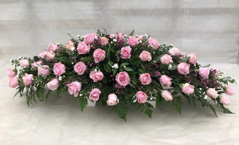 Pink Rose Coffin Spray
