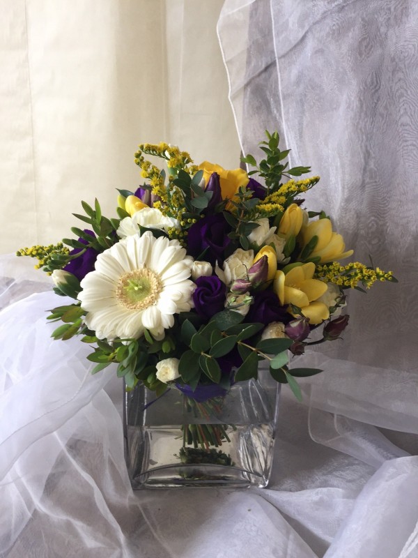 Yellow White and Purple Vase