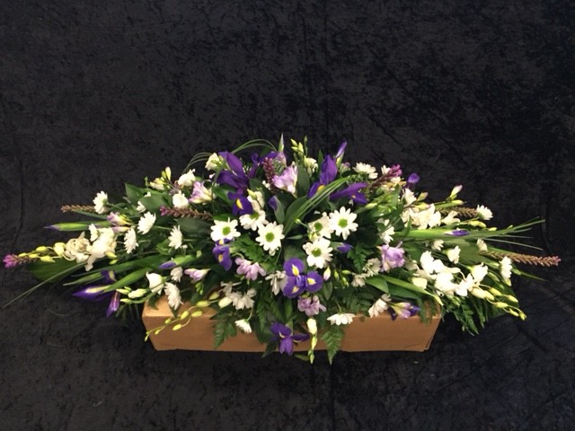 Purple, Lilac and White Coffin Spray