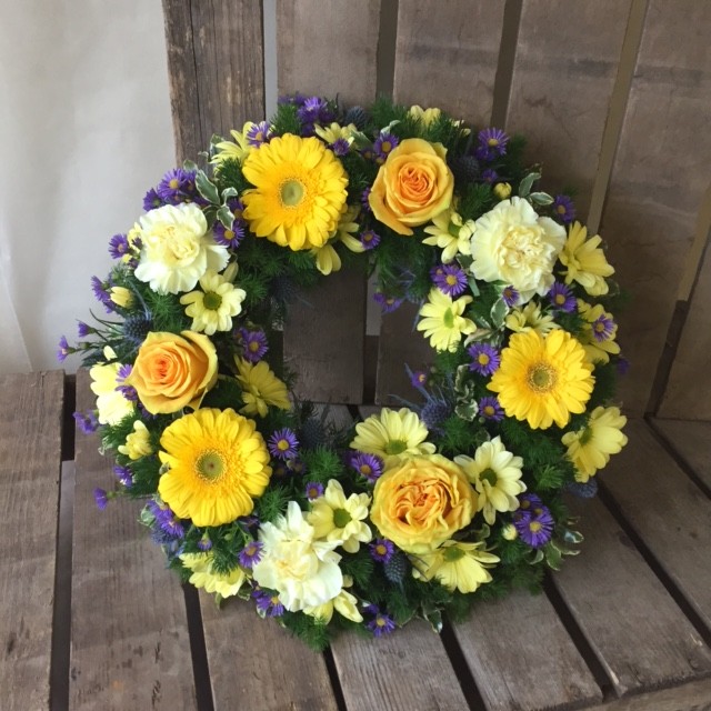 Yellow and Blue Loose Wreath